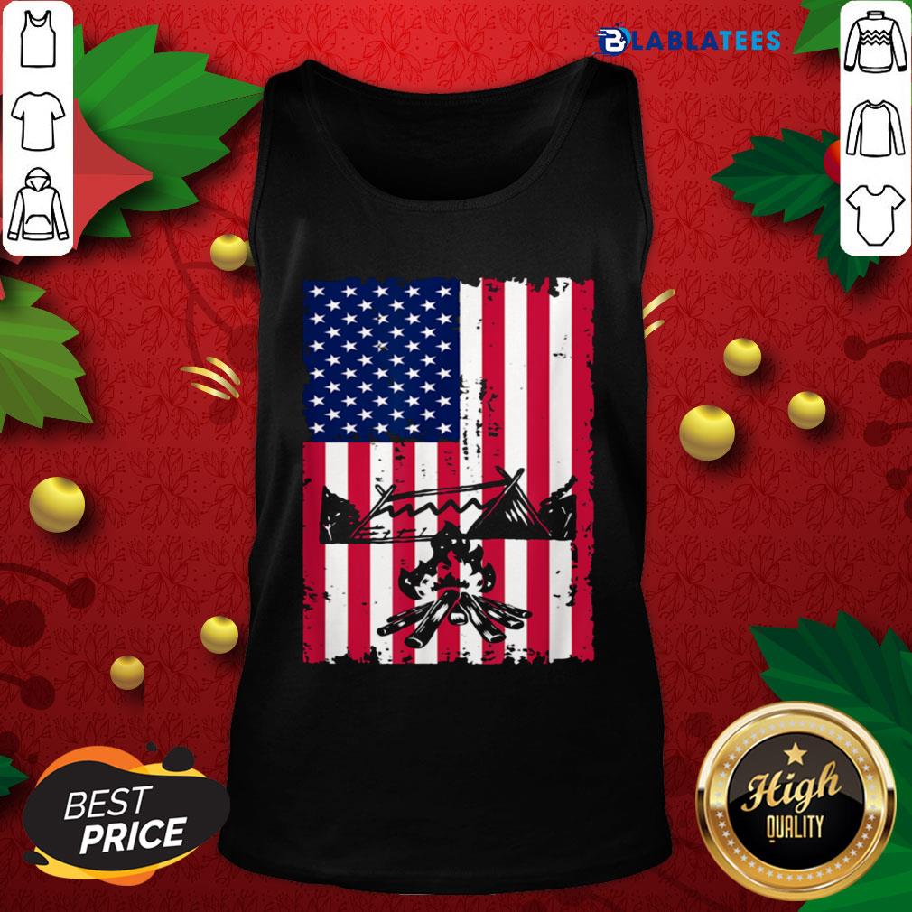 Nice Camping American Flag Camper Campsite Shirt - Image 4