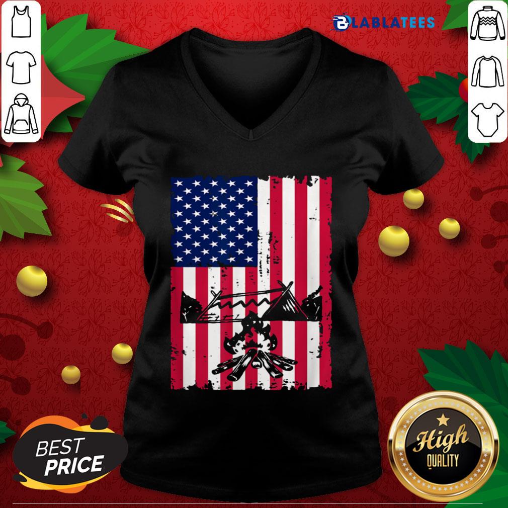 Nice Camping American Flag Camper Campsite Shirt - Image 3