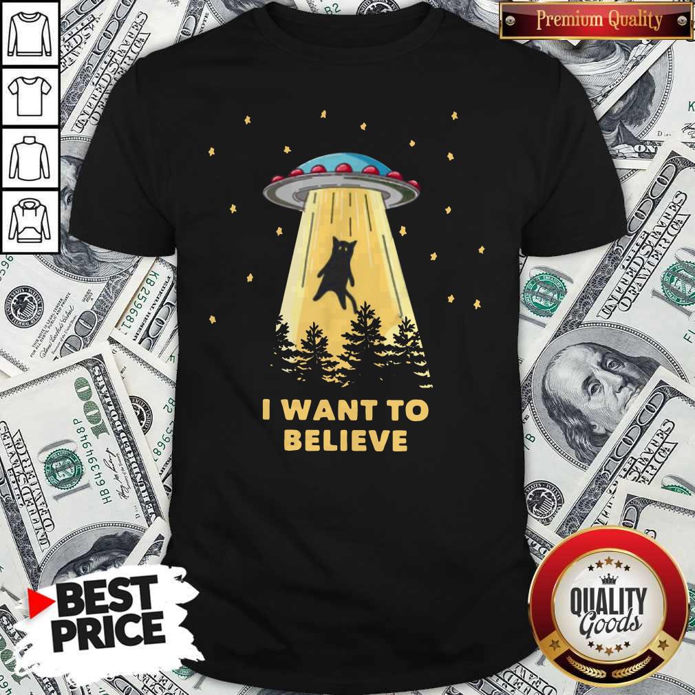 Nice Cat Alien Abduction I Want To Believe UFO Area 51 shirt