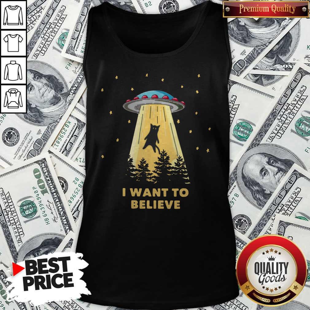 Nice Cat Alien Abduction I Want To Believe UFO Area 51 shirt - Image 3