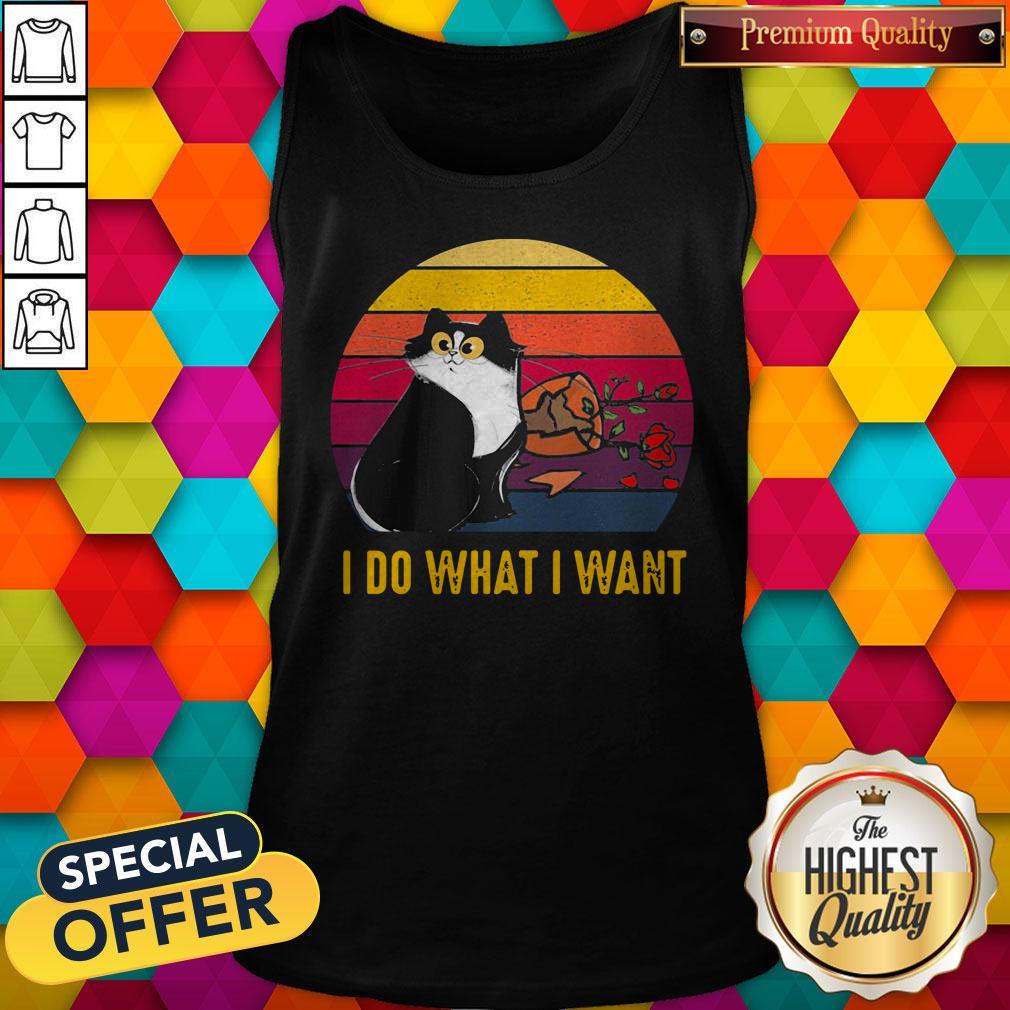 Nice Cat Broke Vase I Do What I Want Vintage Retro Shirt - Image 3