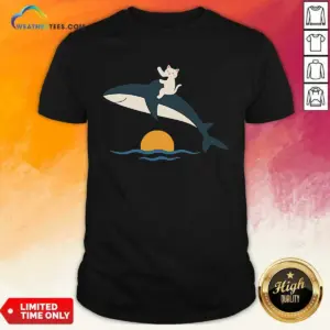 Nice Cat Riding Whale Vintage Ocean Sunset Shirt