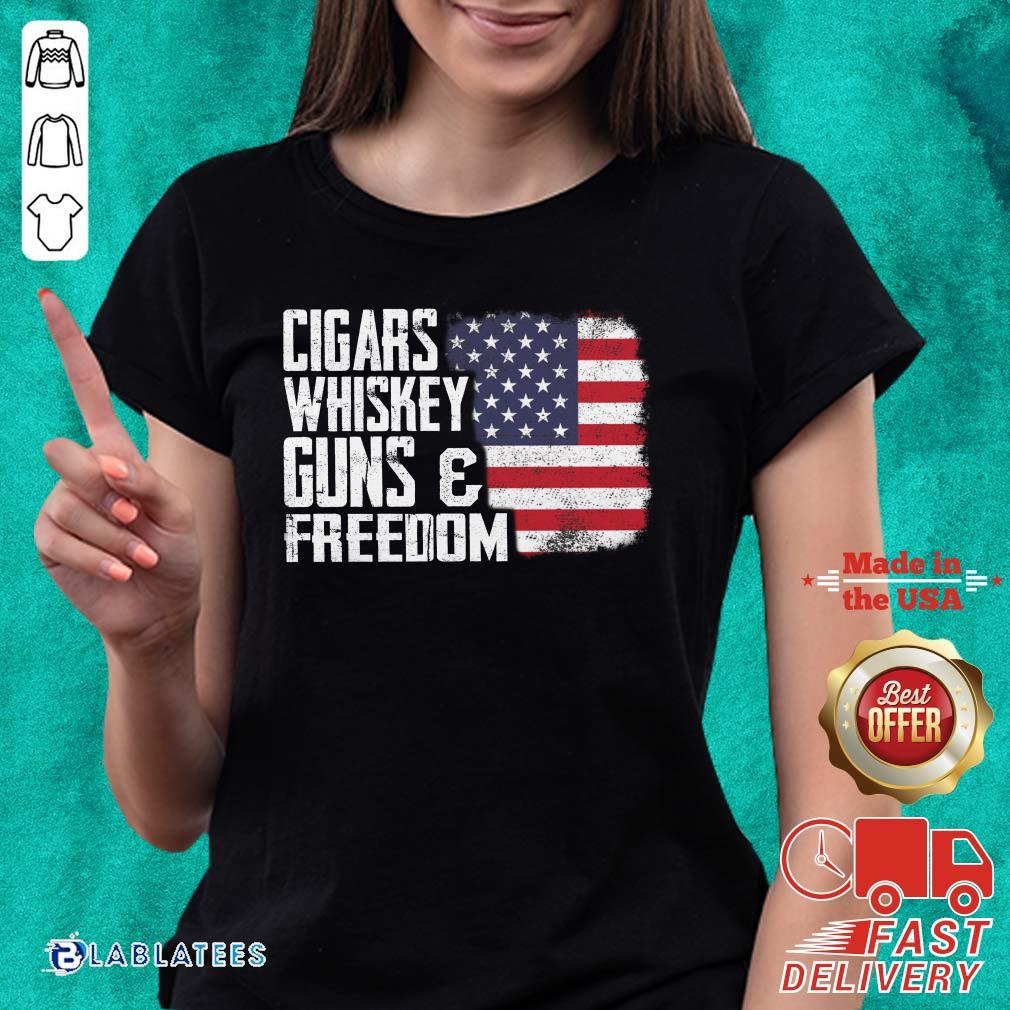 Nice Cigars Whiskey Guns And Freedom American Flag Shirt - Image 5