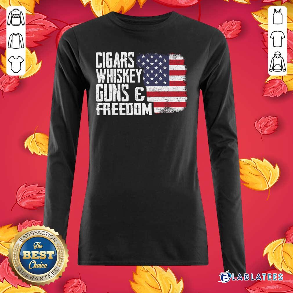 Nice Cigars Whiskey Guns And Freedom American Flag Shirt - Image 4