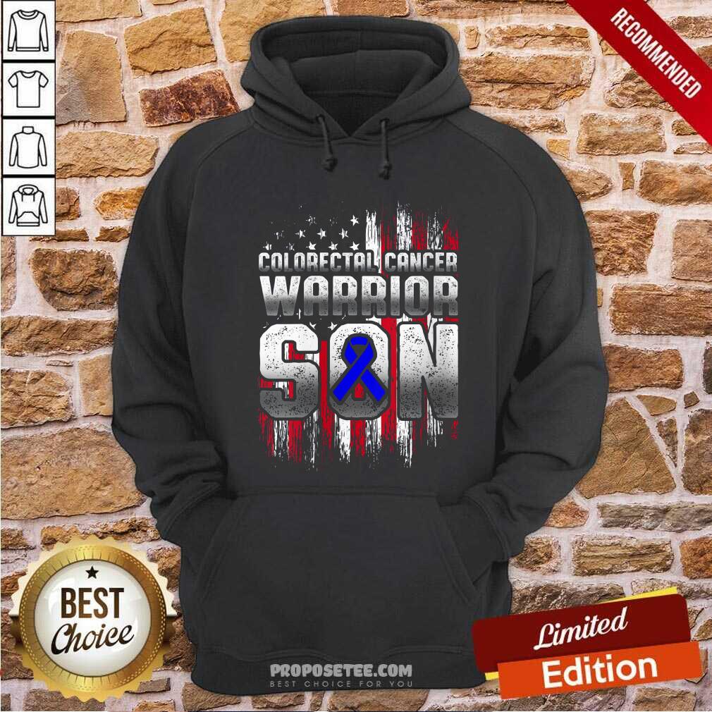 Nice Colorectal Cancer Warrior Son Ribbon American Flag Shirt - Image 2