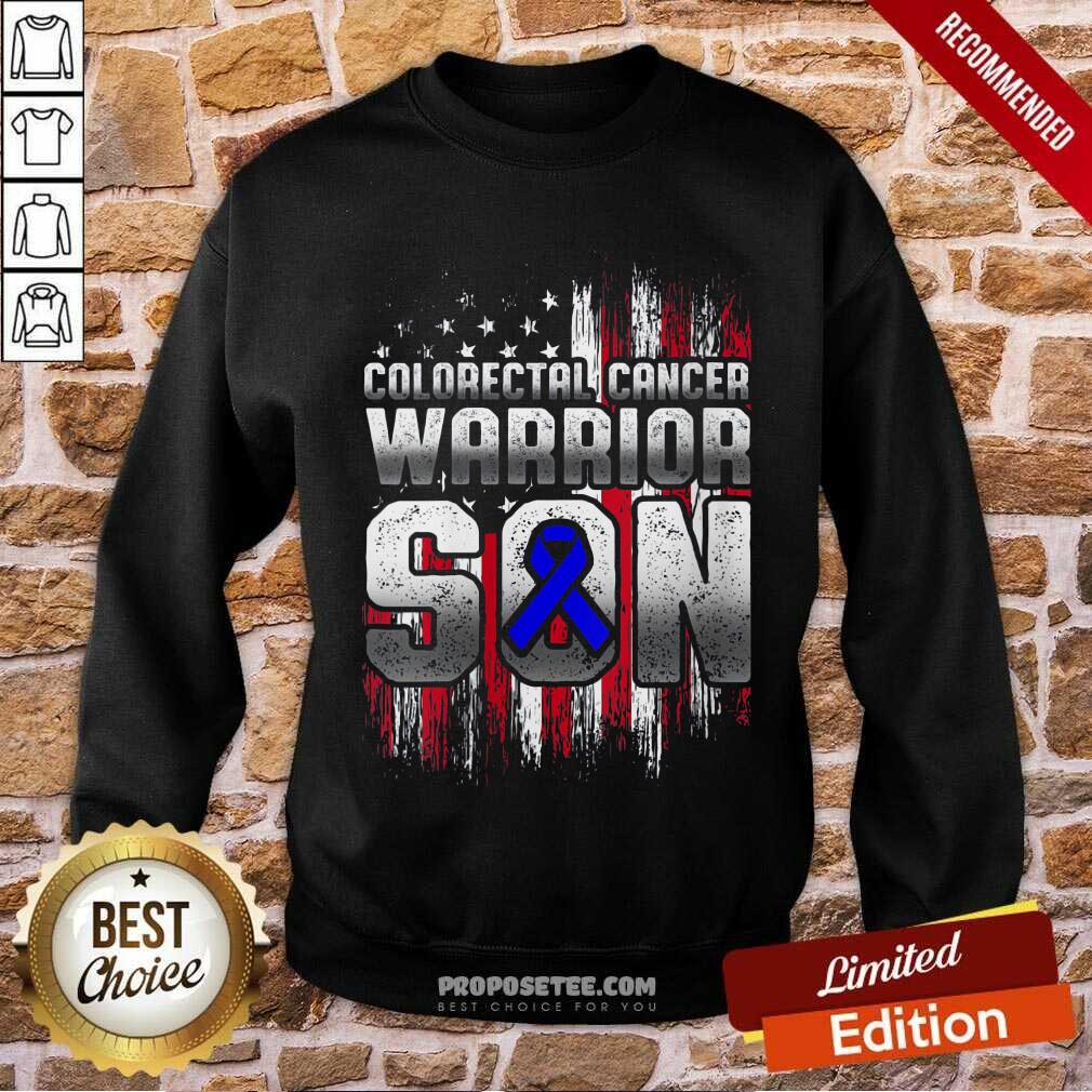 Nice Colorectal Cancer Warrior Son Ribbon American Flag Shirt - Image 5