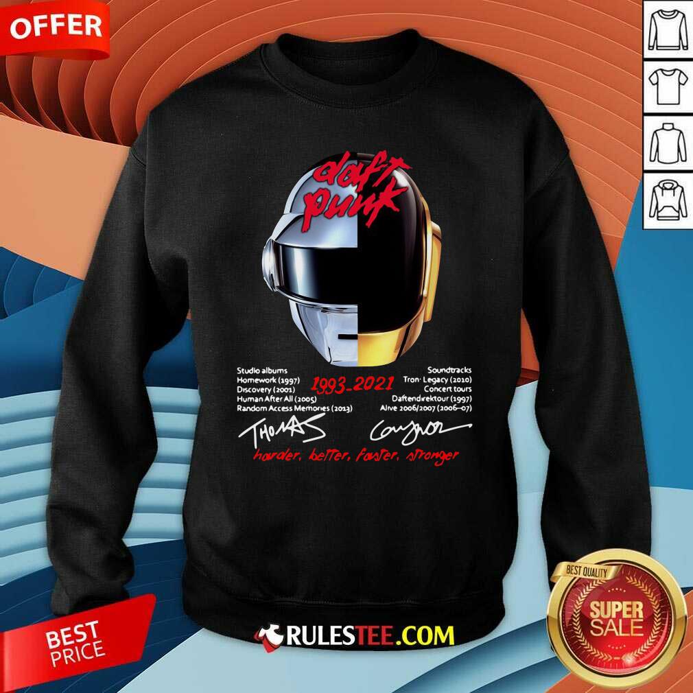 Nice Daft Punk 1993 2021 Harder Better Faster Stronger Signatures Shirt - Image 5