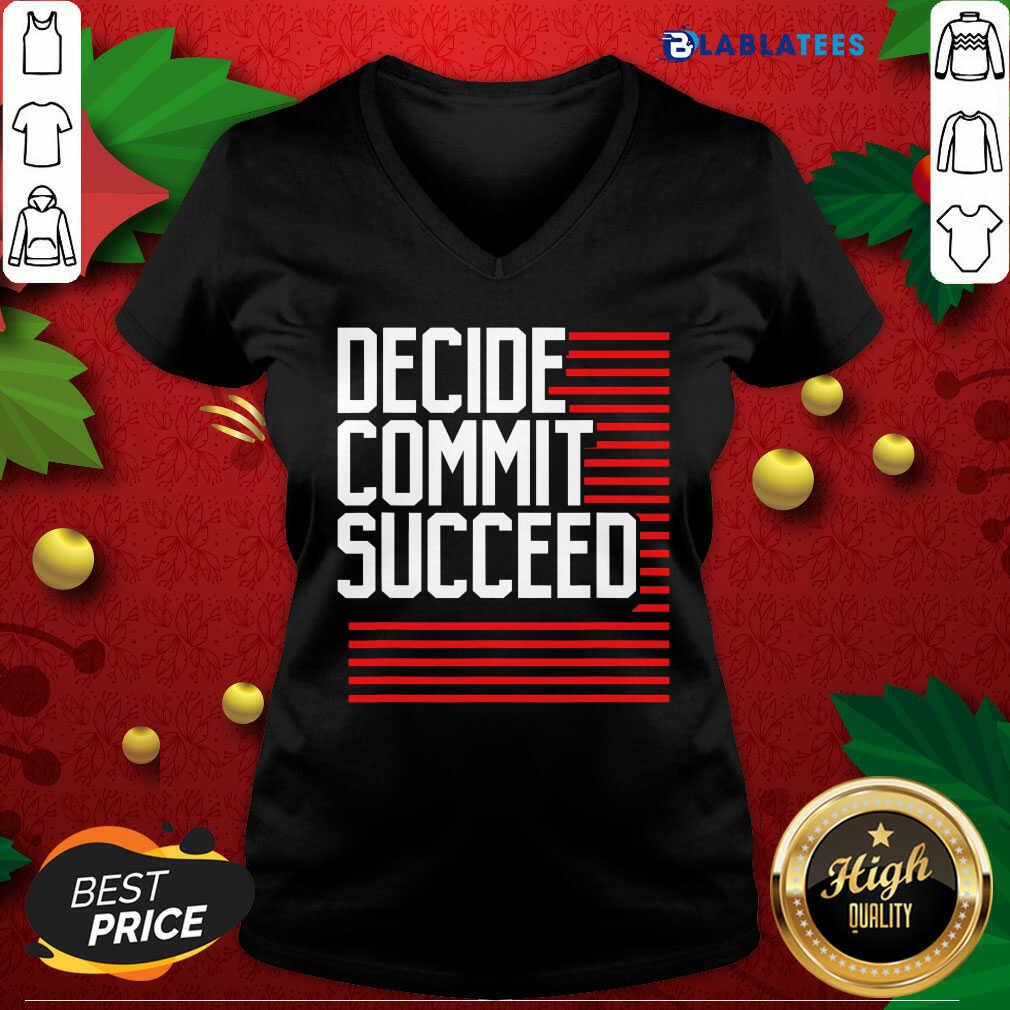 Nice Decide Commit And Succeed Line Red Shirt - Image 3