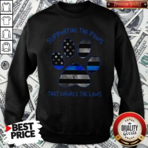 Alternative view of Nice Dog Paw Supporting The Paws That Enforce The Laws American Flag Shirt