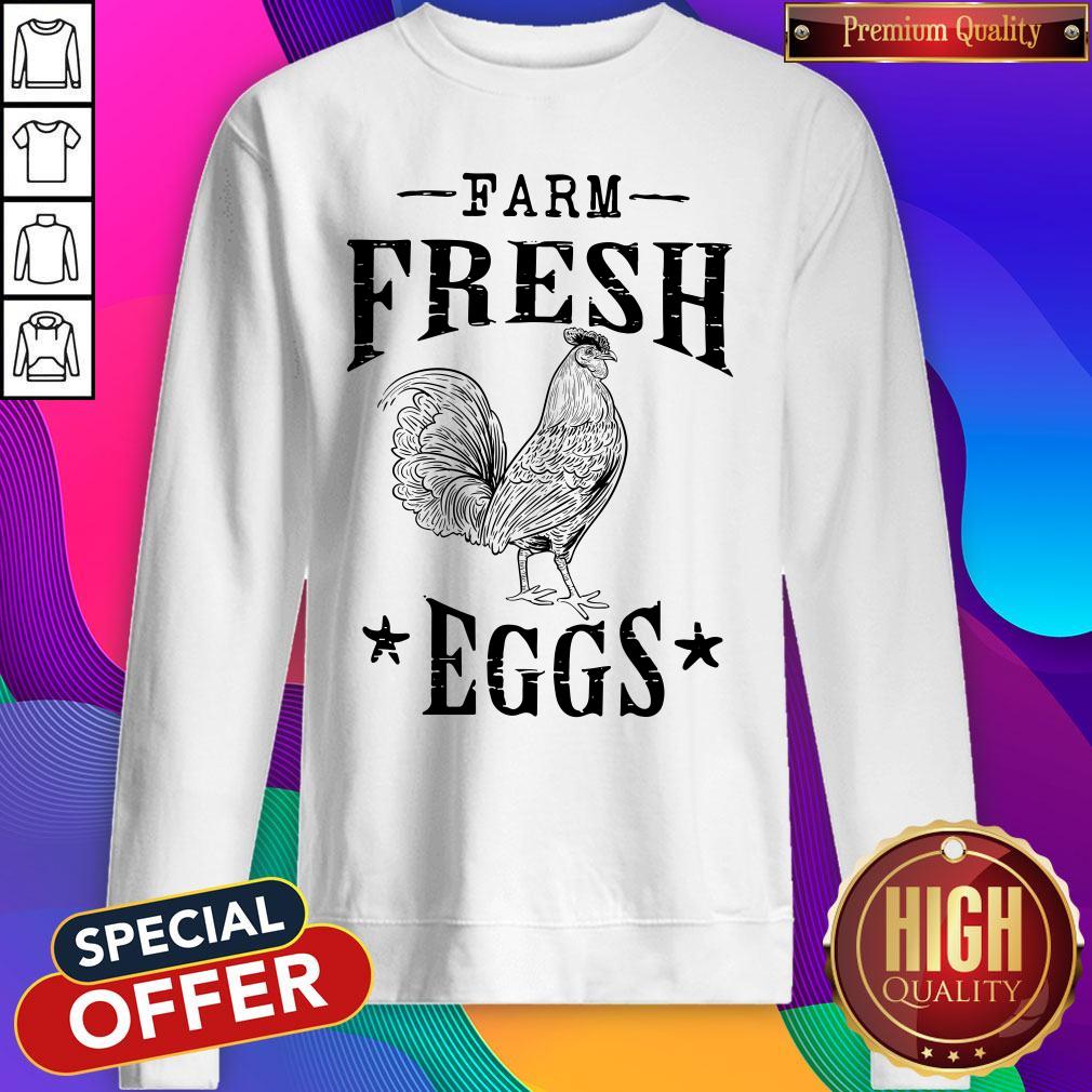 Nice Farm Fresh Eggs From The Farm Graphic Chicken Distressed Shirt - Image 4