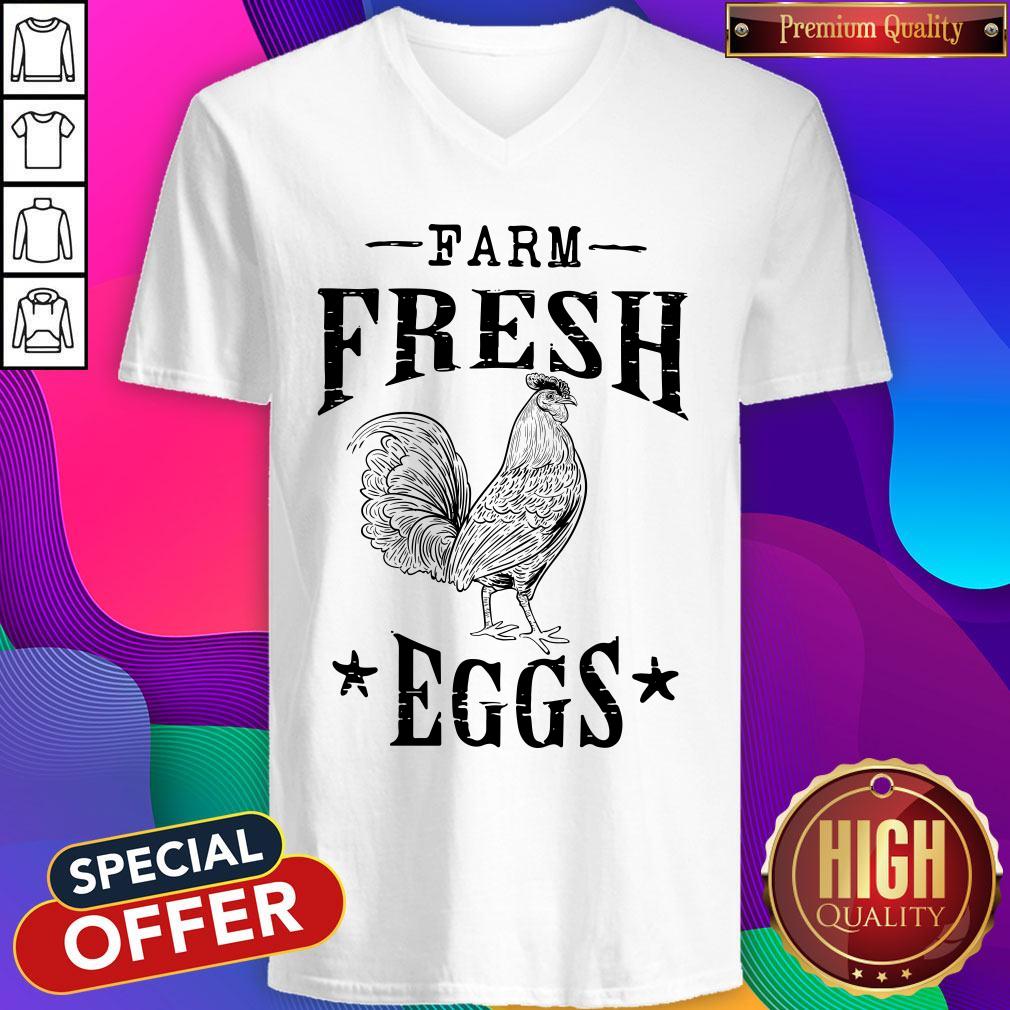 Nice Farm Fresh Eggs From The Farm Graphic Chicken Distressed Shirt - Image 2