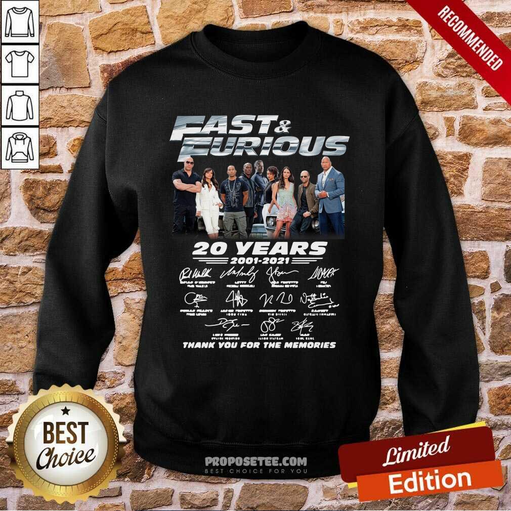 Nice Fast And Furious 20 Years 2001 2021 Signatures Thank You For The Memories Shirt - Image 5