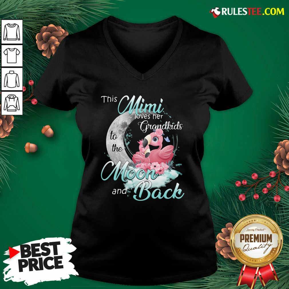 Nice Flamingo This Mimi Loves Her Grandkids To The Moon And Back Shirt - Image 3