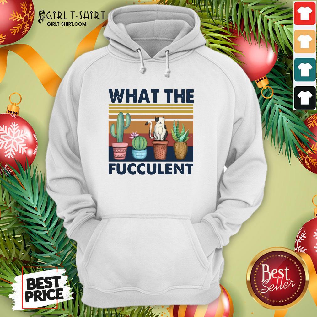 Nice Funny Cactus What The Fucculent Cat Vintage Retro Shirt - Image 5