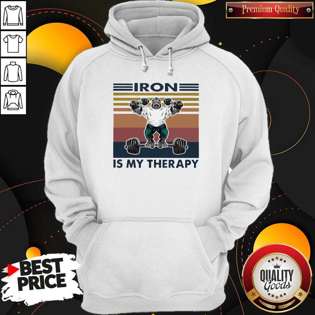 Nice Gorilla Gym Iron Is My Therapy Fitness Vintage Shirt - Image 3