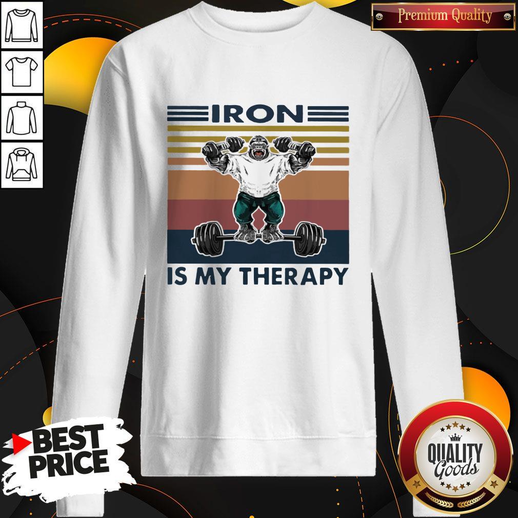 Nice Gorilla Gym Iron Is My Therapy Fitness Vintage Shirt - Image 5