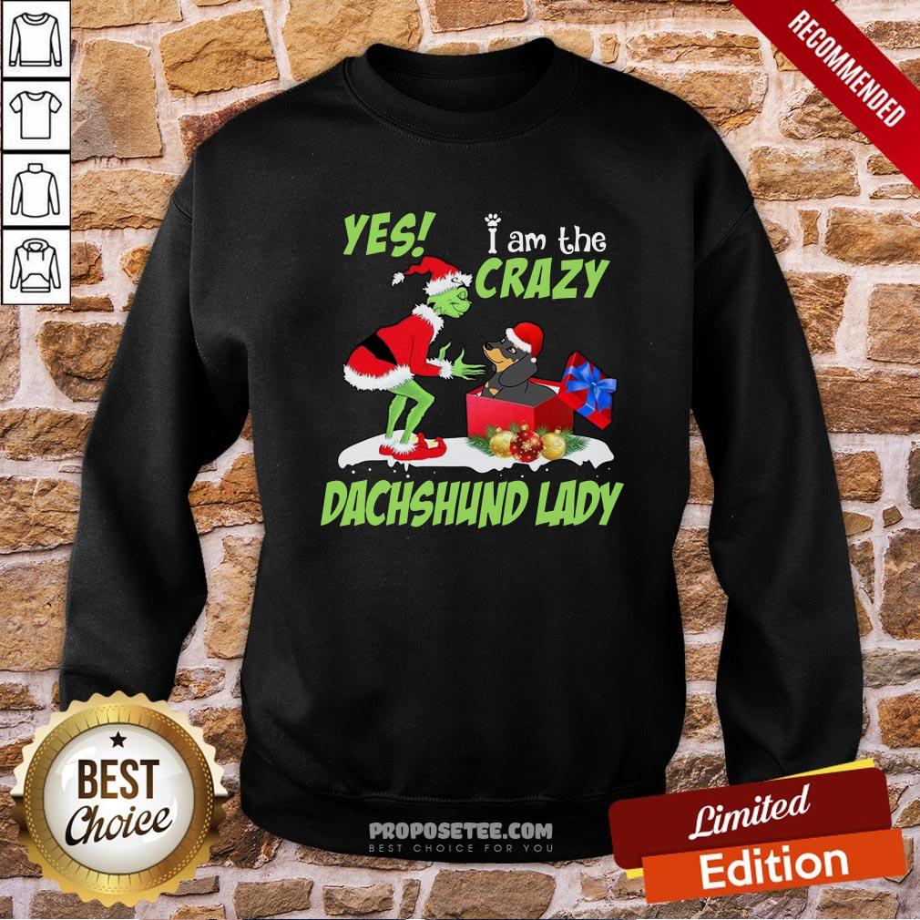 Nice Grinch I Am The Crazy Dachshund Lady Christmas Shirt - Image 3