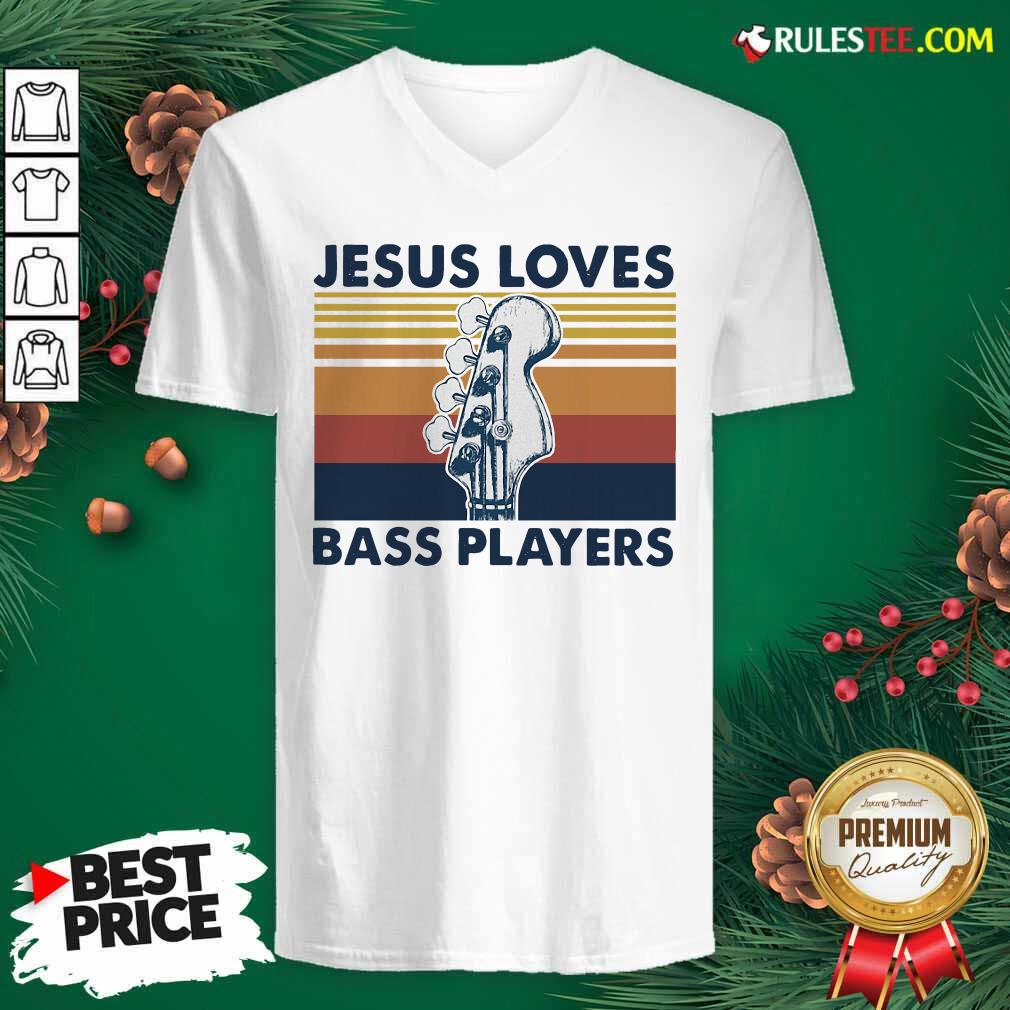 Nice Guitar Jesus Loves Bass Players Vintage Shirt - Image 3