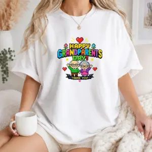 Nice Happy Grandparents Day Pixel Art Retro Thank You Shirt