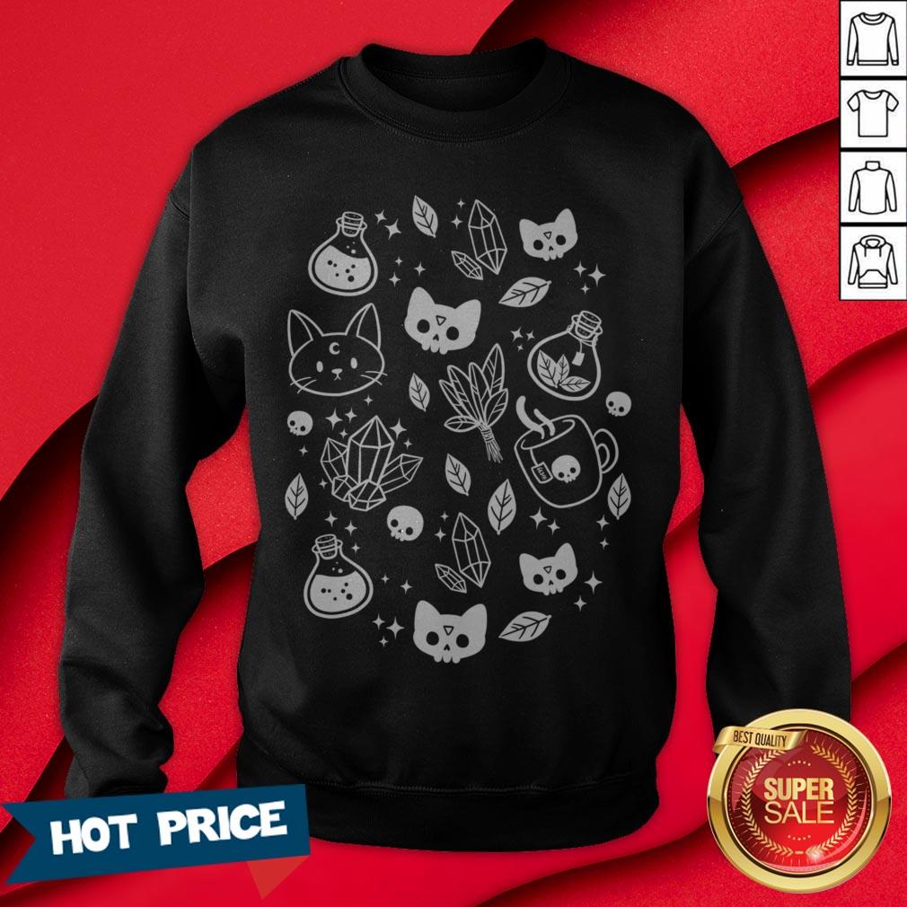 Nice Herb Witch Skull Tea Halloween Shirt - Image 4