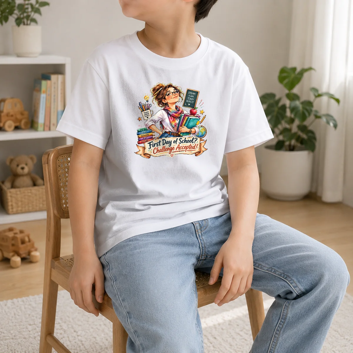 Nice Humorous Watercolor First Day Of School Teacher For Woman Shirt - Image 9