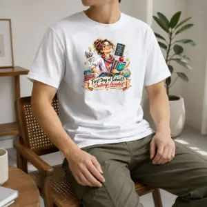 Nice Humorous Watercolor First Day Of School Teacher For Woman Shirt
