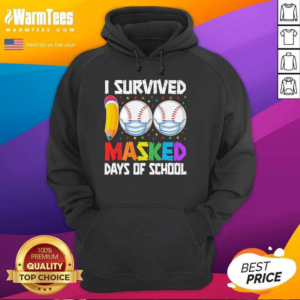 Nice I Survived 100 Masked Days Of School Baseball Wearing Mask Shirt - Image 2