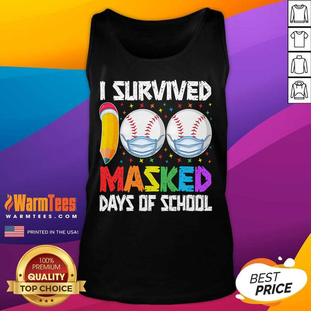 Nice I Survived 100 Masked Days Of School Baseball Wearing Mask Shirt - Image 4