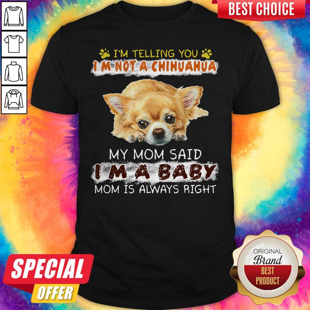 Nice I'm Telling You I'm Not A Chihuahua My Mom Said I'm A Baby Mom Is Always Right Shirt