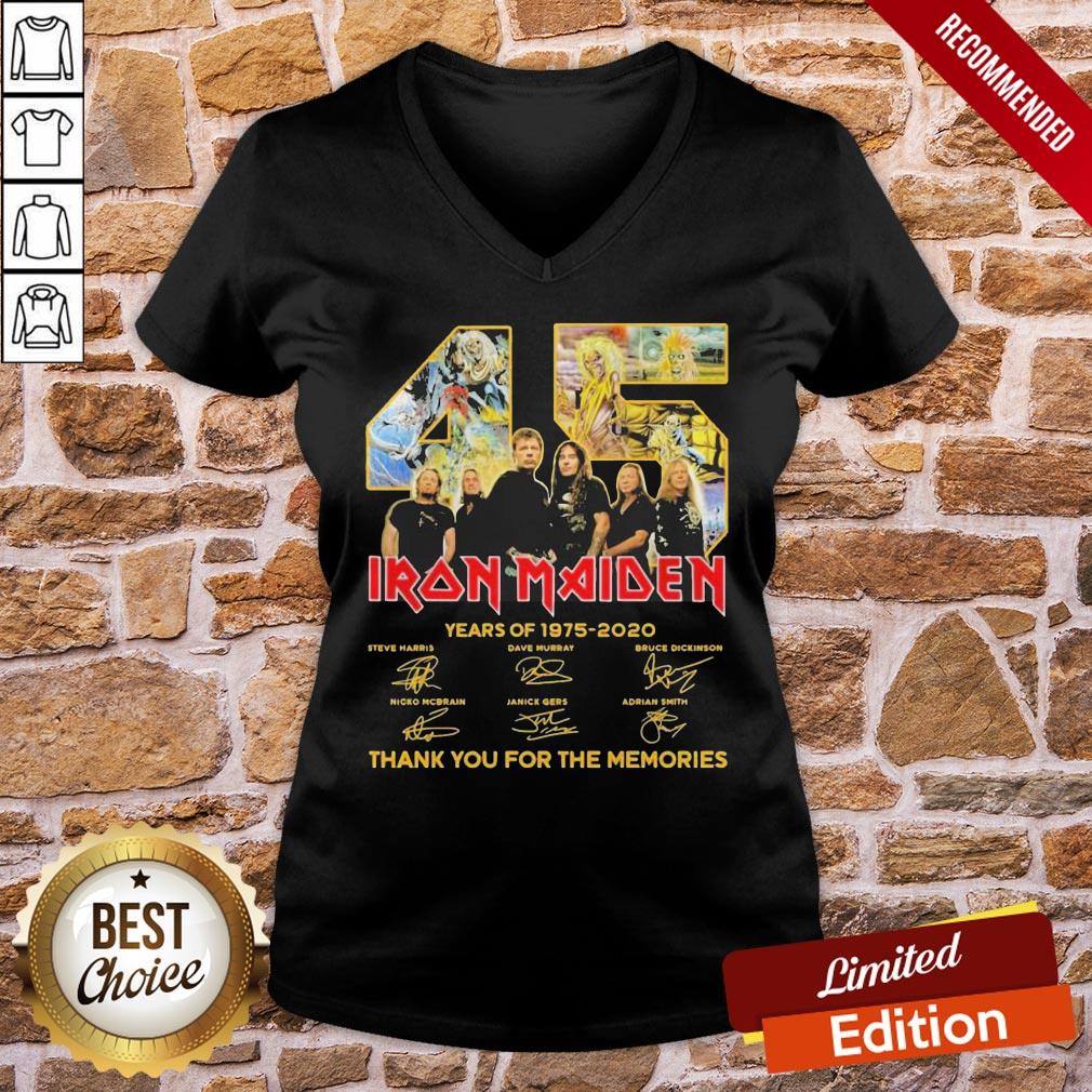 Nice Iron Maiden 45 Years Of 1975-2020 Thank You For The Memories Signatures Shirt - Image 2
