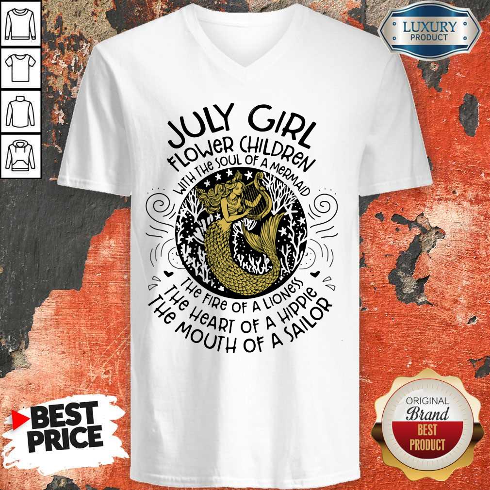 Nice July Girl Flower Children With The Soul Of A Mermaid Shirt - Image 3