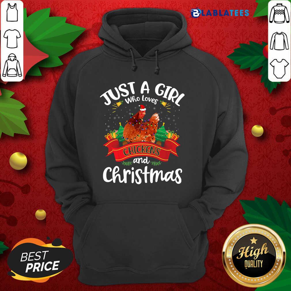 Nice Just A Girl Who Loves Chickens And Christmas Tree Xmas Shirt - Image 2