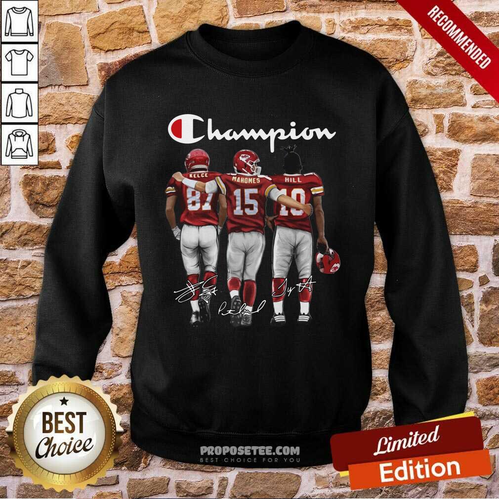 Nice Kansas City Chiefs Champion Kelce Mahomes Hill Signature Shirt - Image 4
