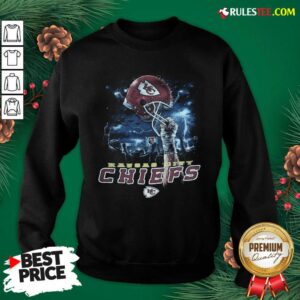 Alternative view of Nice Kansas City Chiefs Sky Helmet Black T-Shirt