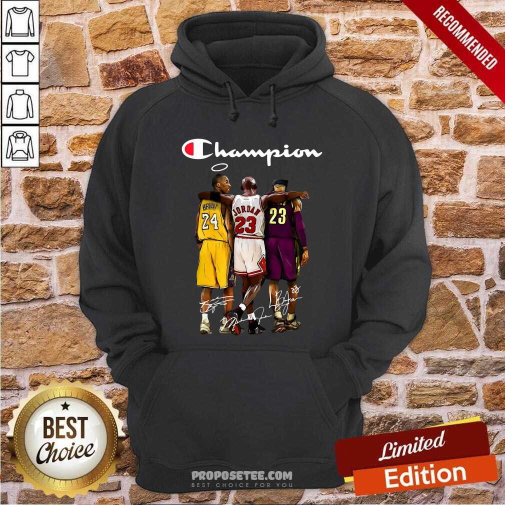 Nice Kobe Bryant Michael Jordan Lebron James Champion Signatures Shirt - Image 2