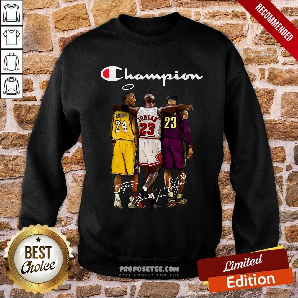 Nice Kobe Bryant Michael Jordan Lebron James Champion Signatures Shirt - Image 5