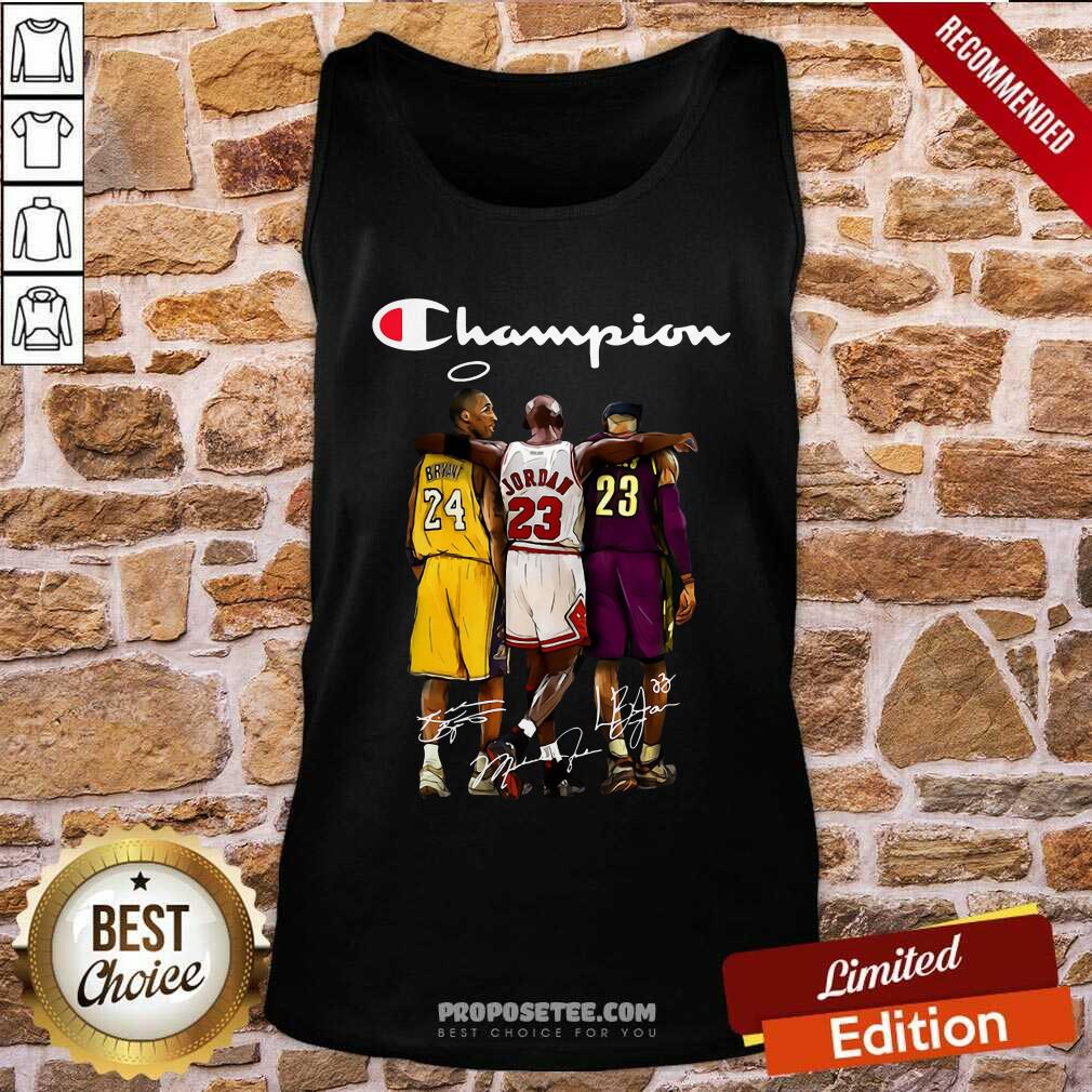 Nice Kobe Bryant Michael Jordan Lebron James Champion Signatures Shirt - Image 4