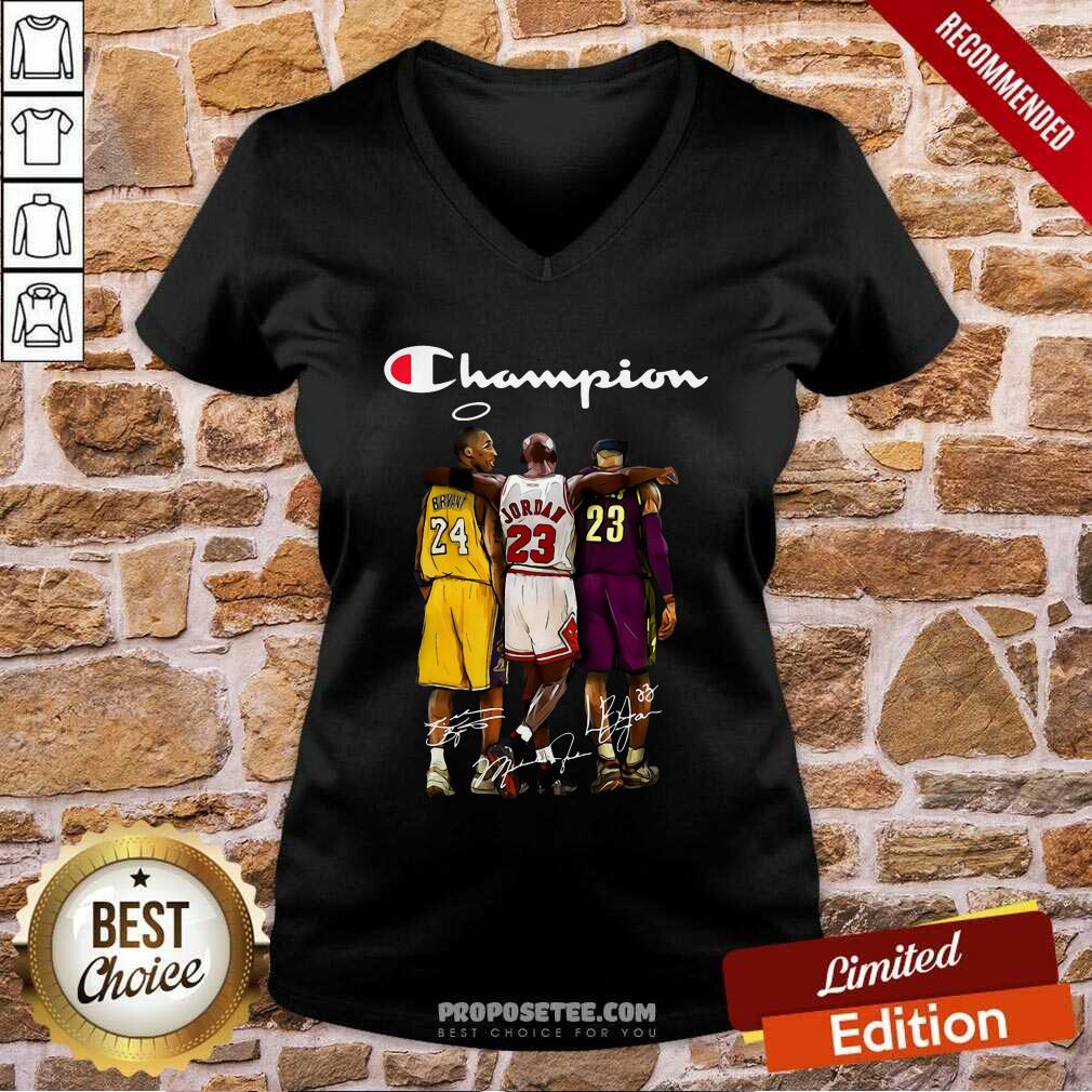 Nice Kobe Bryant Michael Jordan Lebron James Champion Signatures Shirt - Image 3