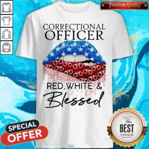 Nice Lip Correctional Officer Red White And Blessed Diamond Shirt