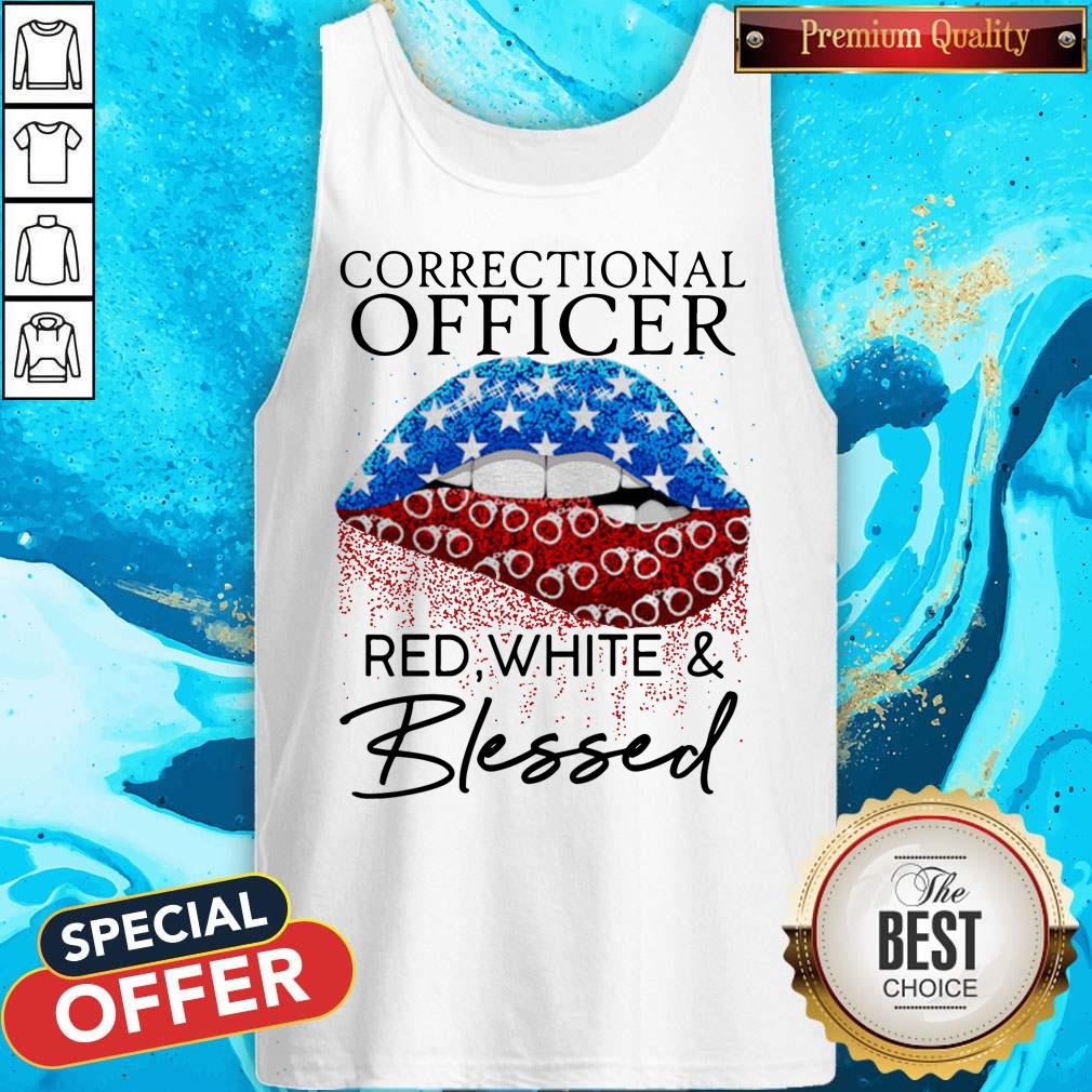 Nice Lip Correctional Officer Red White And Blessed Diamond Shirt - Image 4