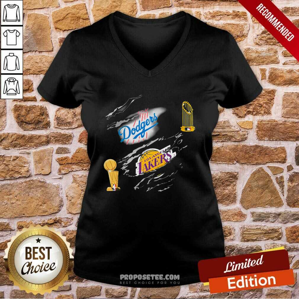 Nice Los Angeles Dodgers And Los Angeles Lakers Champions Shirt - Image 3