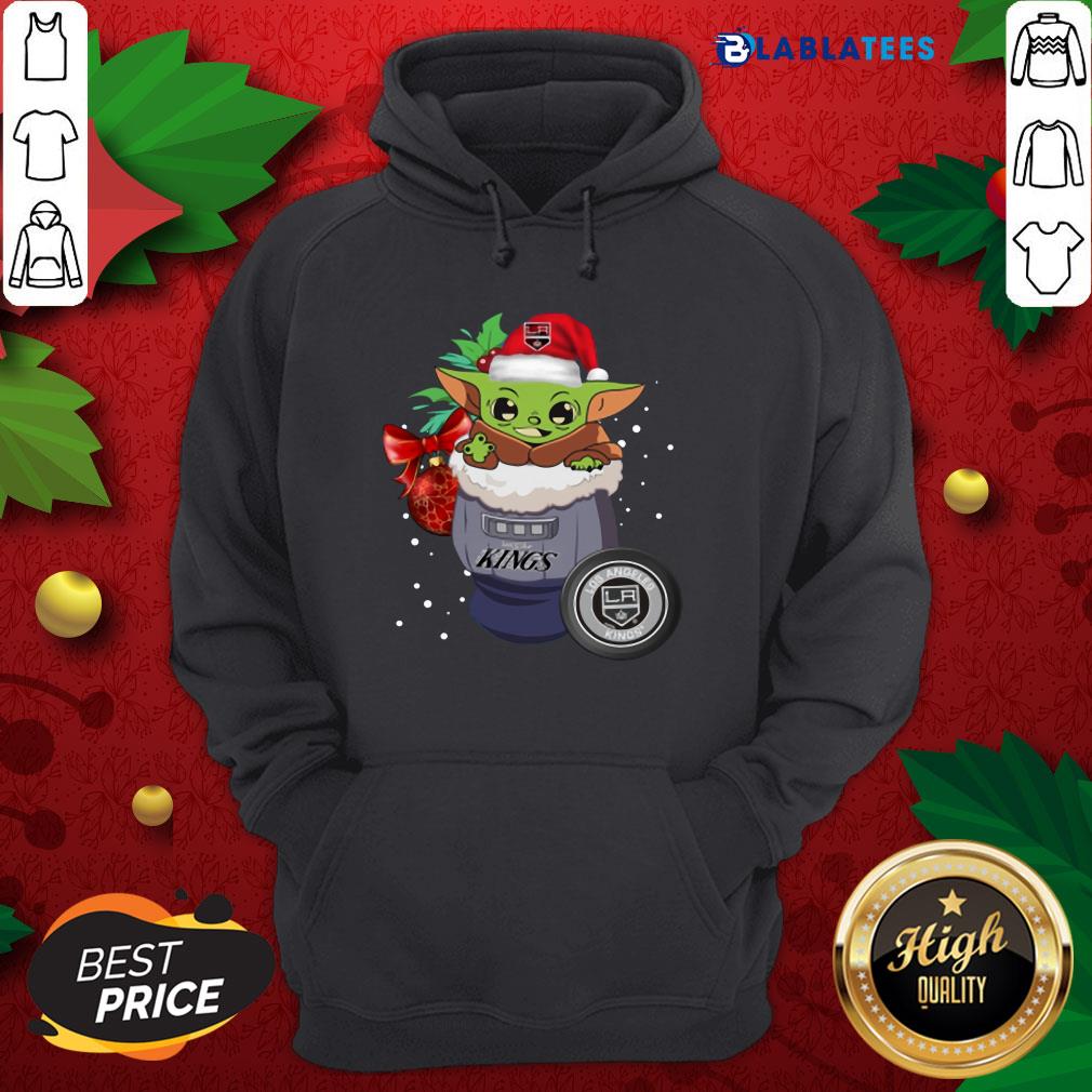 Nice Los Angeles Kings Christmas Baby Yoda Star Wars Funny Happy NHL Shirt - Image 2