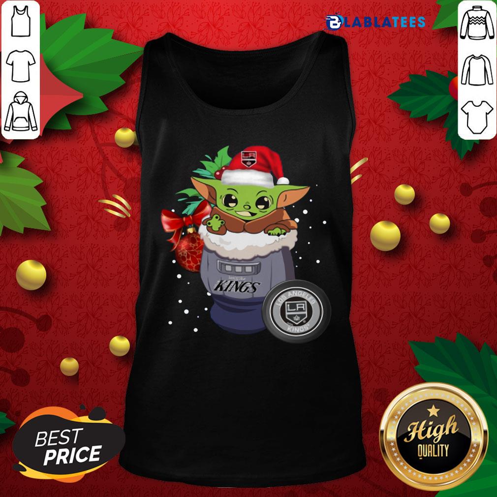 Nice Los Angeles Kings Christmas Baby Yoda Star Wars Funny Happy NHL Shirt - Image 3