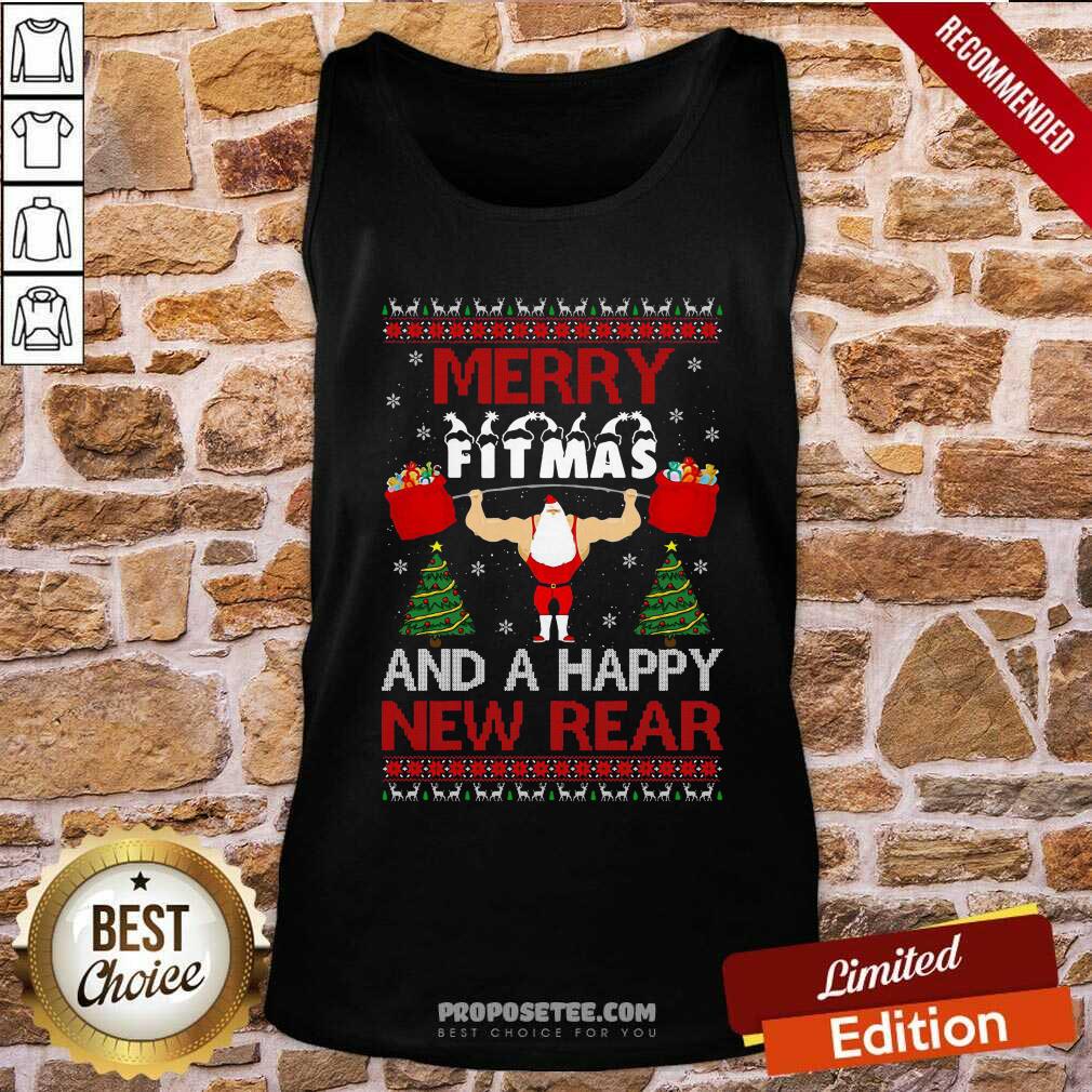 Nice Merry Fitmas And A Happy New Rear Gym Xmas Ugly Shirt - Image 4