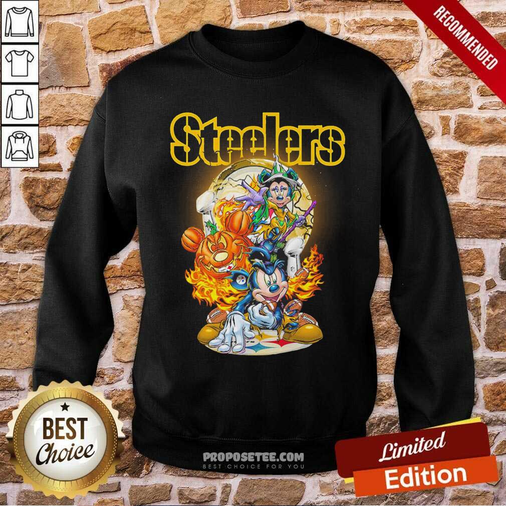Nice Mickey Mouse Pumpkin Pittsburgh Steelers Halloween Shirt - Image 3