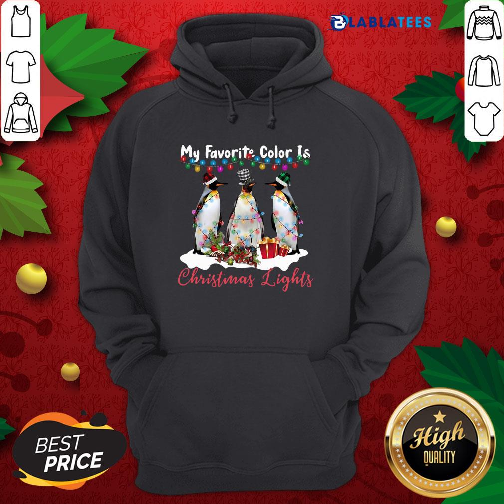Nice My Favorite Color Is Penguin Christmas Lights Shirt - Image 3