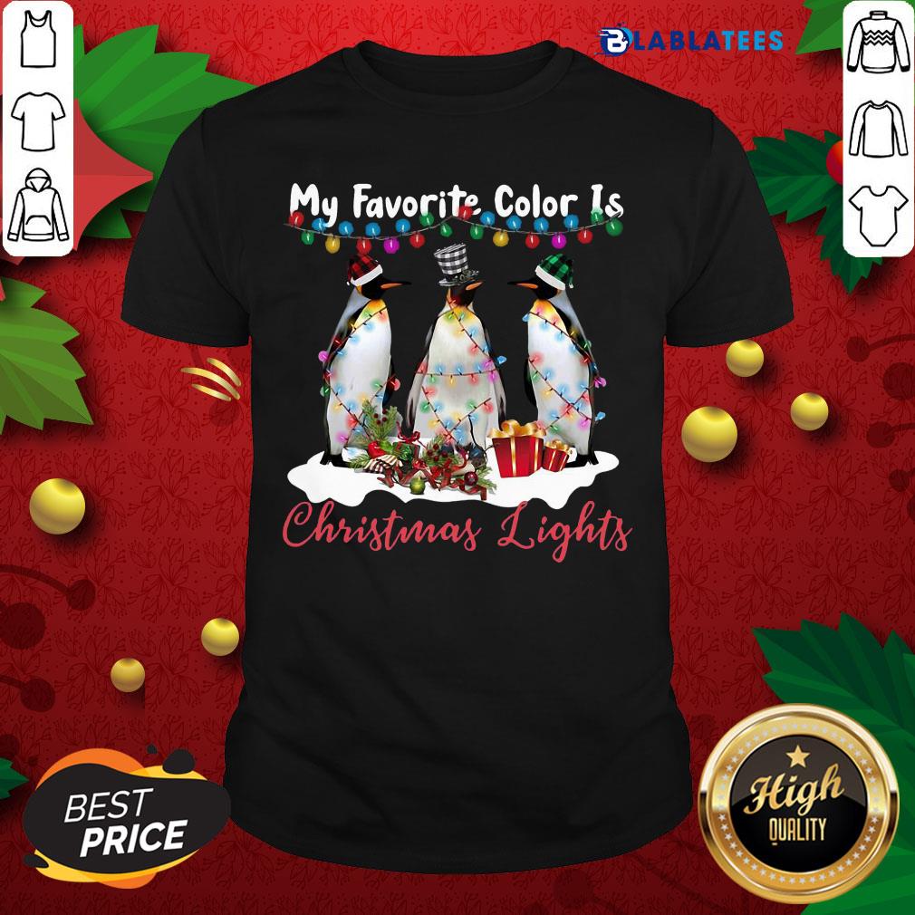 Nice My Favorite Color Is Penguin Christmas Lights Shirt
