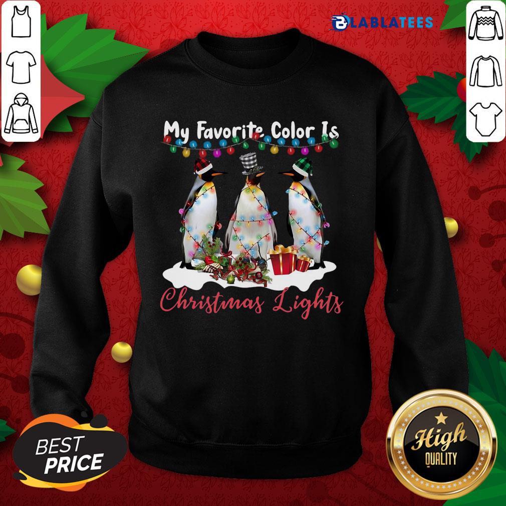 Nice My Favorite Color Is Penguin Christmas Lights Shirt - Image 2