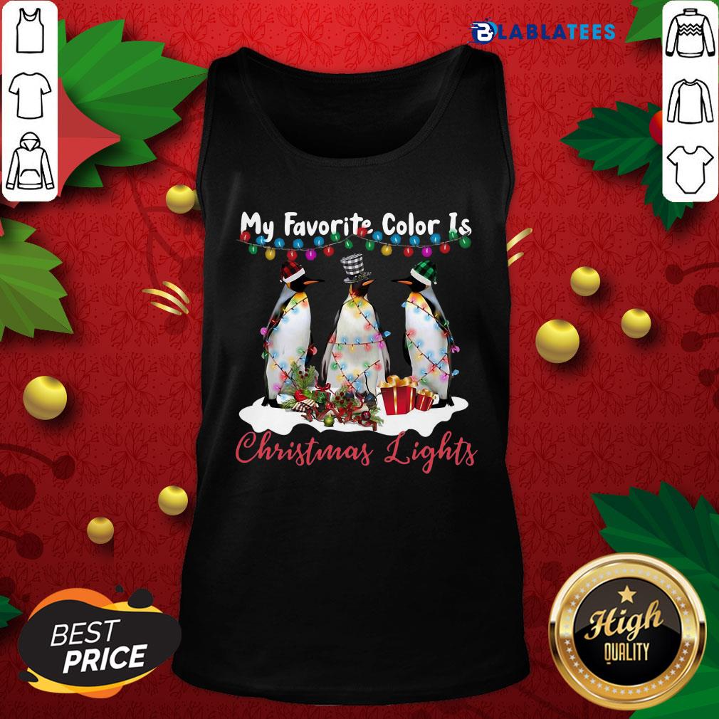 Nice My Favorite Color Is Penguin Christmas Lights Shirt - Image 5