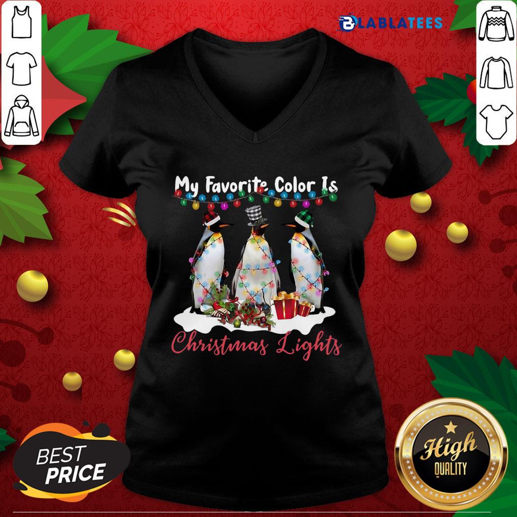 Nice My Favorite Color Is Penguin Christmas Lights Shirt - Image 4